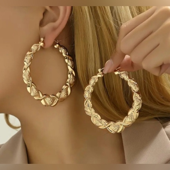 14k Gold Filled X Large Chunky Hoop Earring Big Hoops Ladies Jewelry Thick